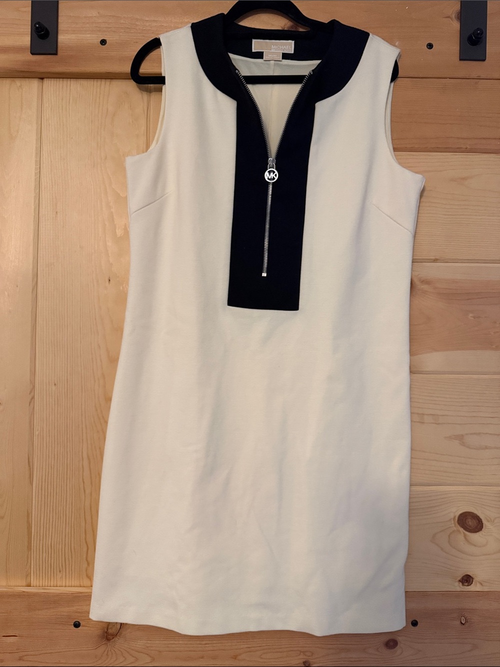 MICHAEL Michael Kors Colorblock Sleeveless Shift Dress – Cream/Black - Picture 2 of 7